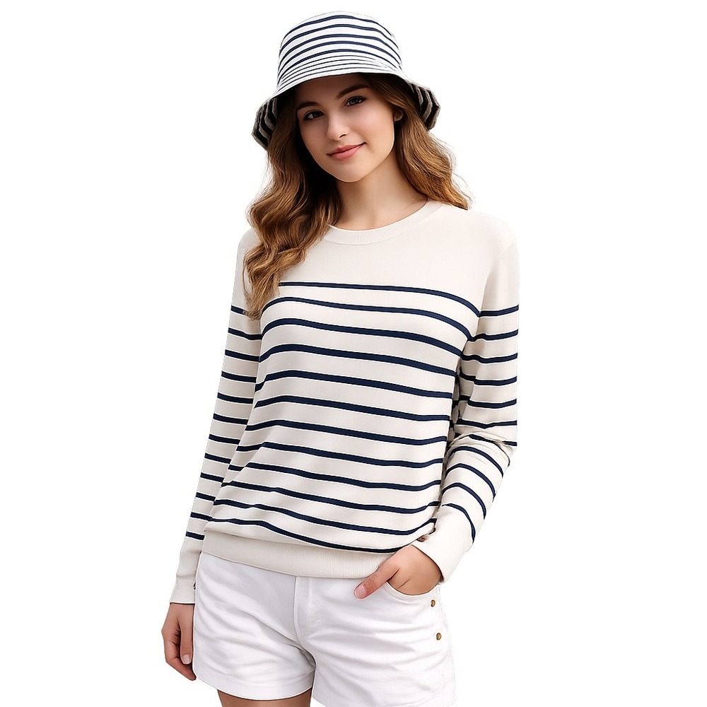 Zara Women's Striped Printed Crewneck Knitted Long Sleeve Pullover Sweater Sz XL